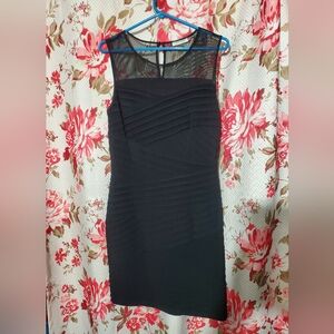 Calvin Klein Black Mesh Panel Mini Dress 10
